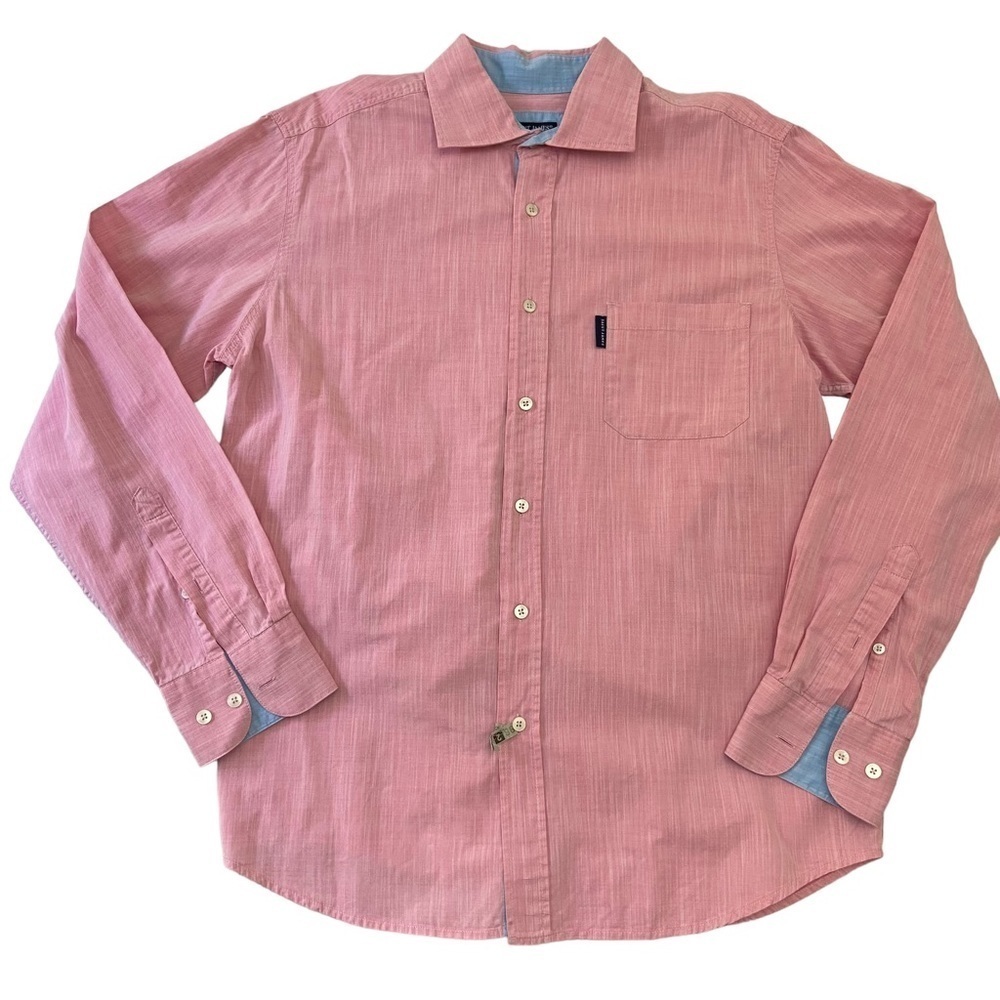 Saint James button down shirt 100% cotton dress casual pocket pink Large 42